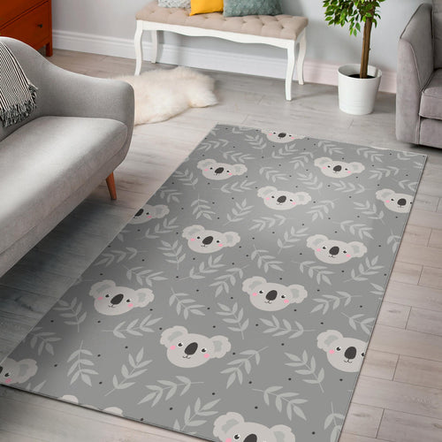Cute Koala Leaves Pattern Area Rug