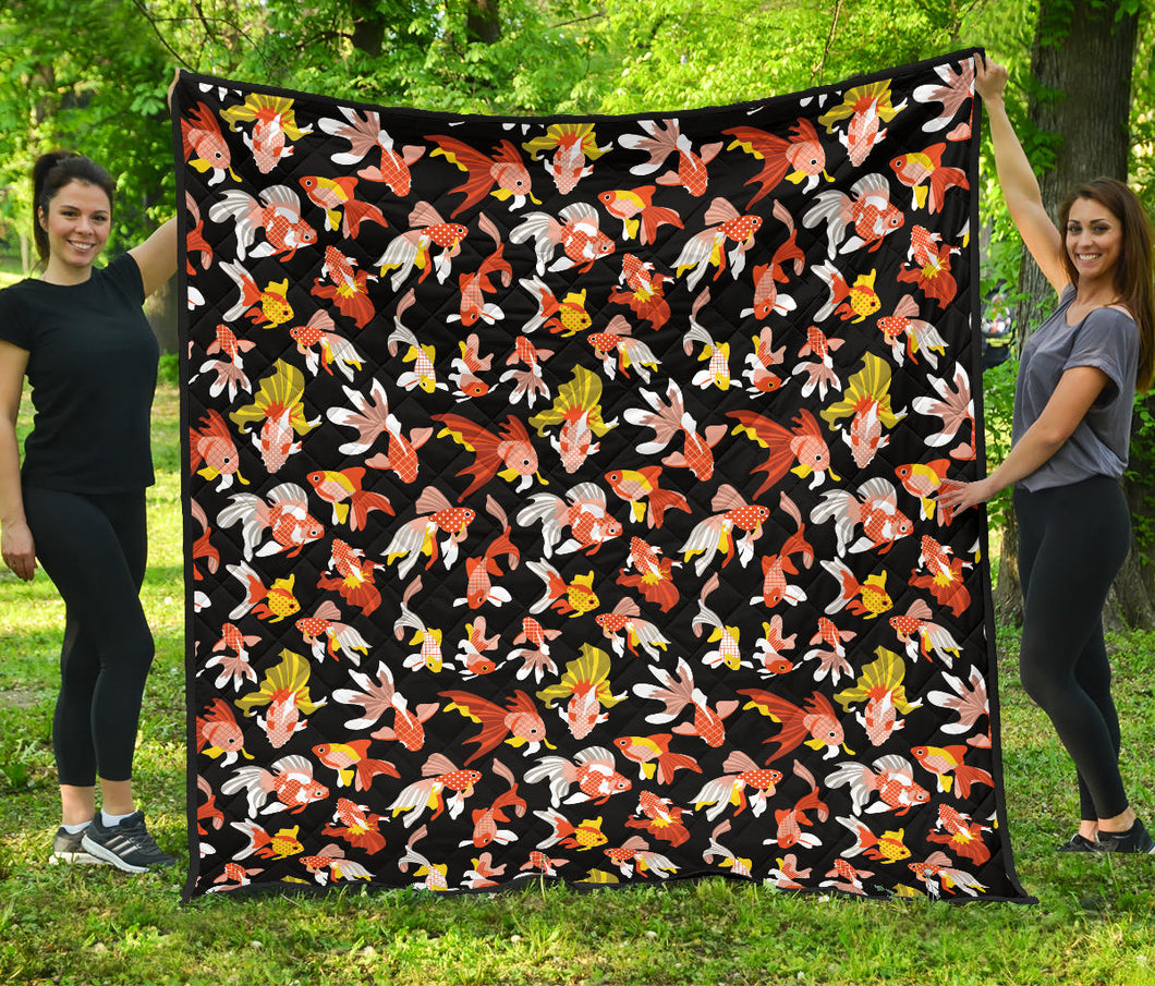 Goldfish Pattern Print Design 03 Premium Quilt