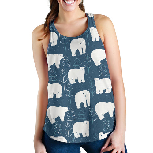 polar bear mother her child pattern Women Racerback Tank Top