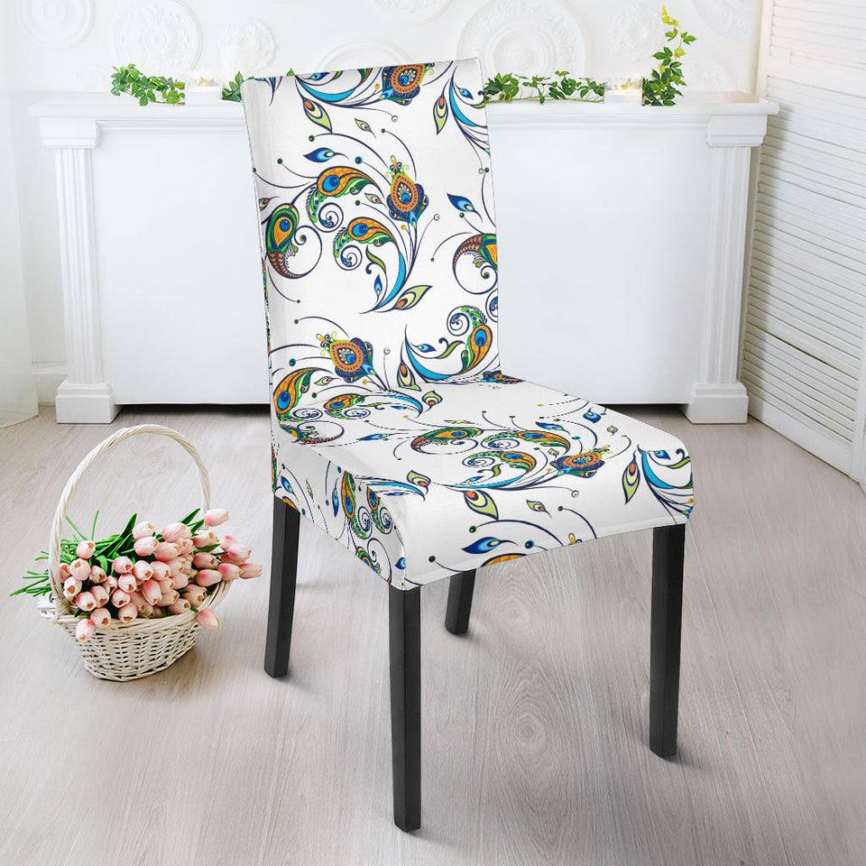 Peacock Feather Pattern Dining Chair Slipcover