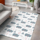 Cute Rhino Heart Pattern Area Rug