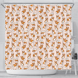 Cute Corgis Pattern Pink Background Shower Curtain Fulfilled In US