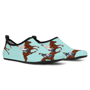 Horses Running Horses Rider Pattern Aqua Shoes