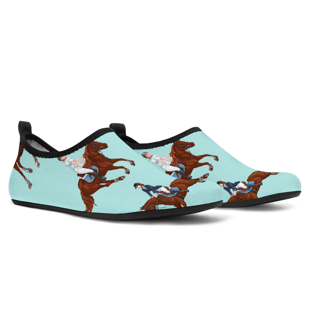 Horses Running Horses Rider Pattern Aqua Shoes