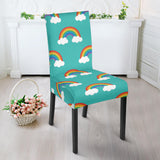 Rainbow Pattern Green Background Dining Chair Slipcover