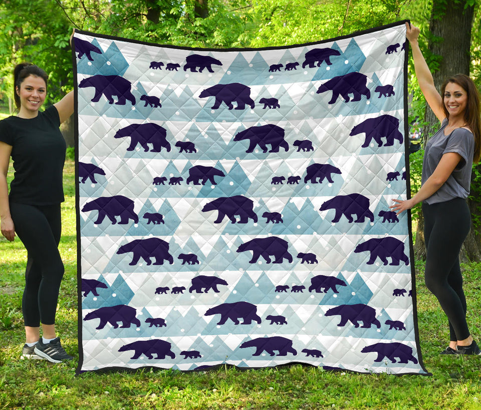 Polar Bear Winter Snow Pattern Premium Quilt