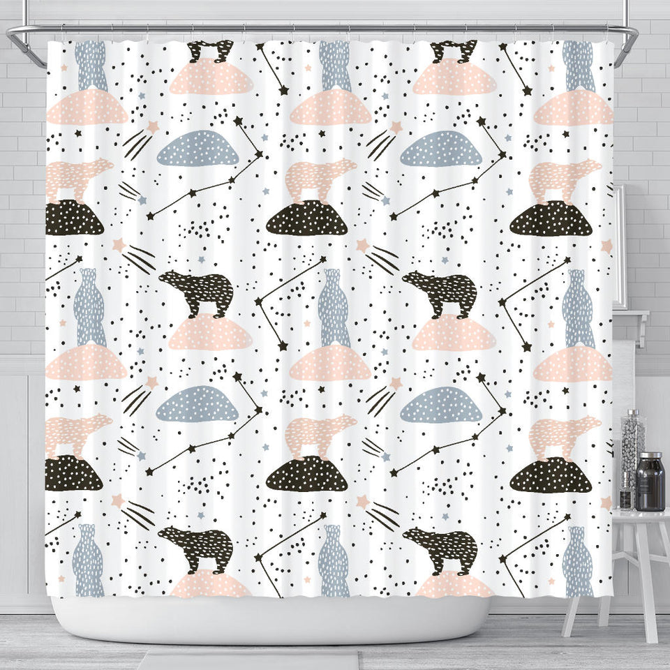 Polar Bears Star Poka Dot Pattern Shower Curtain Fulfilled In US