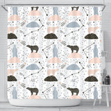 Polar Bears Star Poka Dot Pattern Shower Curtain Fulfilled In US