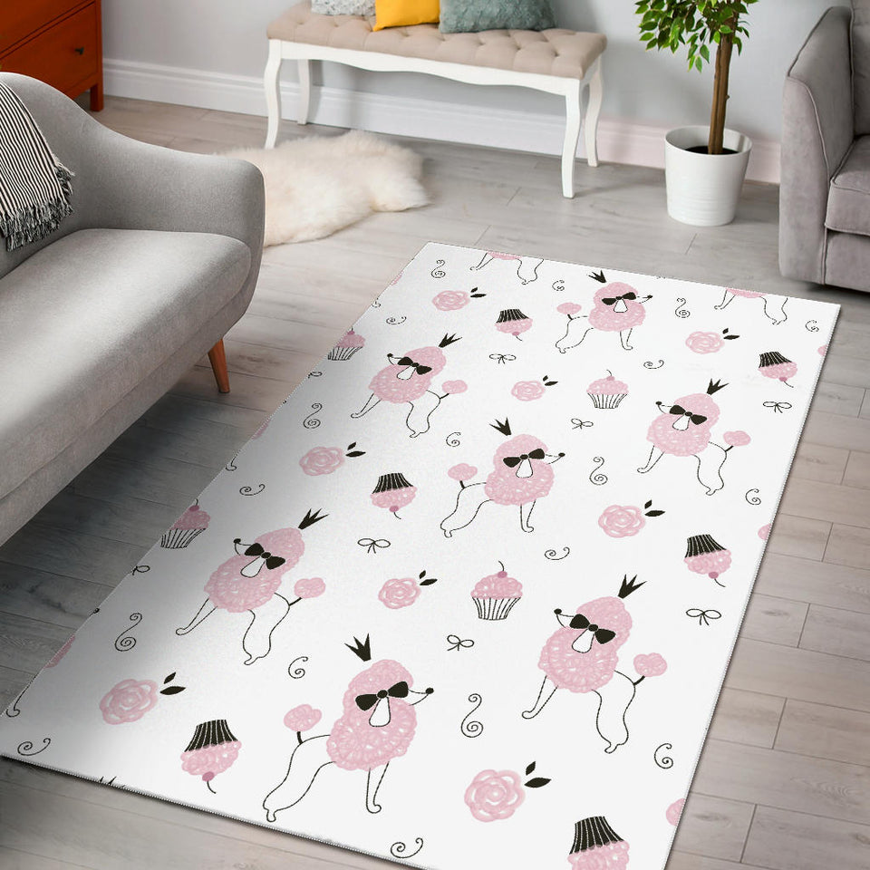 Poodle Dog Rose Cake Pattern Area Rug