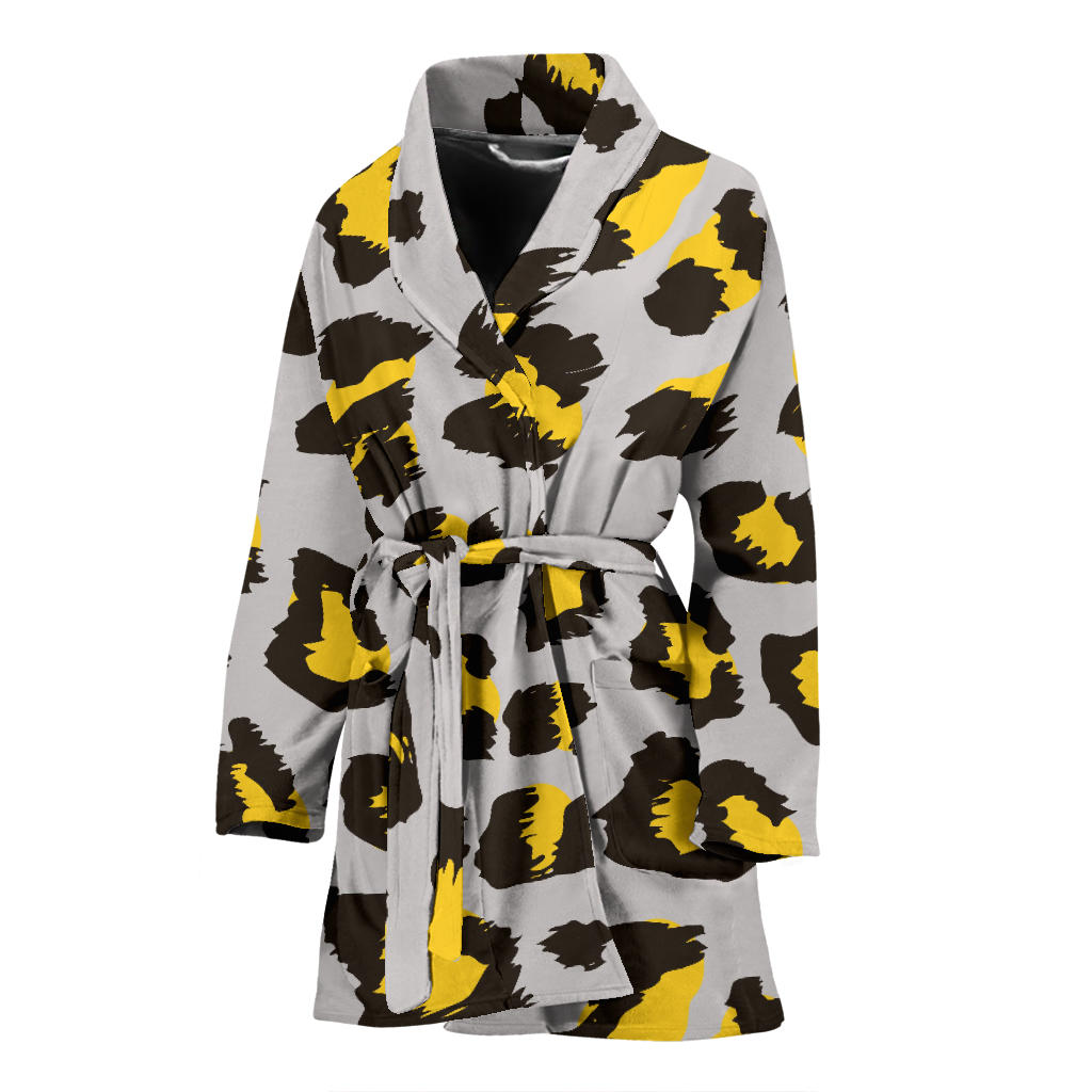 Gray Leopard Print Pattern Women'S Bathrobe