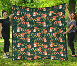 Squirrel Pattern Print Design 03 Premium Quilt