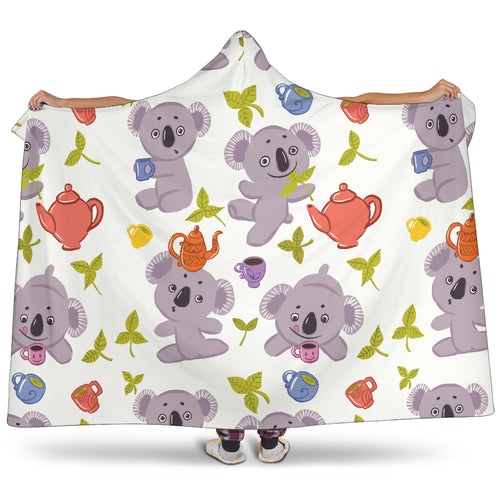 Cute Koalas Teapots Tea Hooded Blanket