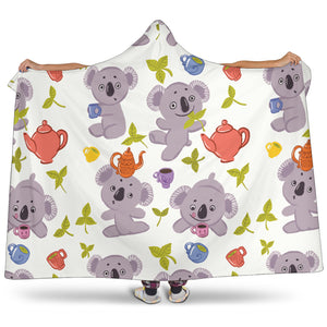 Cute Koalas Teapots Tea Hooded Blanket