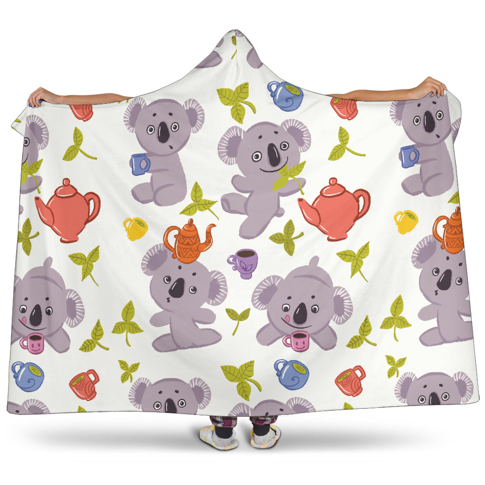 Cute Koalas Teapots Tea Hooded Blanket