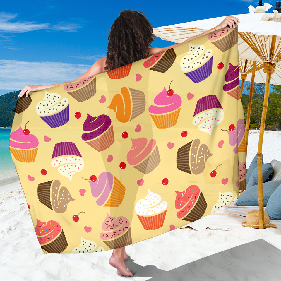 Cake Cupcake Heart Cherry Pattern Sarong