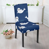 Cute White Baby Sea Lion Seal Pattern Dining Chair Slipcover