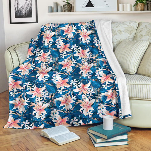 Hibiscus Pattern Print Design 02 Premium Blanket