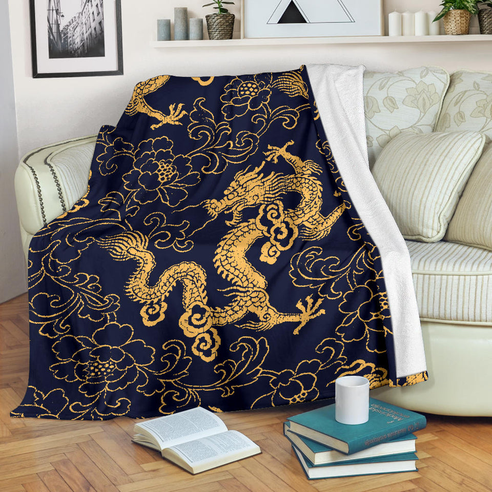 Gold Dragon Pattern Premium Blanket