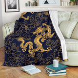 Gold Dragon Pattern Premium Blanket