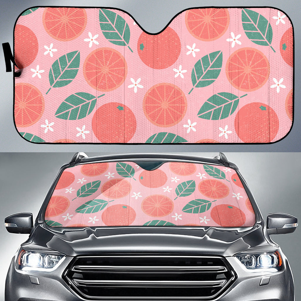 Grapefruit Leaves Flower Pink Background Car Sun Shade