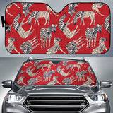 Zebra Abstract Red Background Car Sun Shade