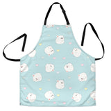 White Cute Hamsters Heart Pattern Adjustable Apron