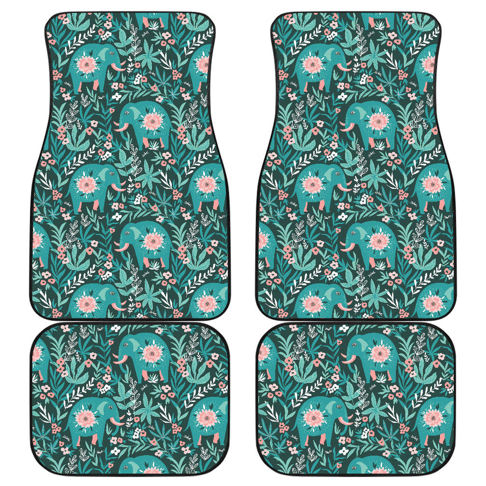 Elephants Jungle Pattern Front And Back Car Mats