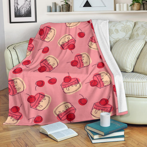 Cake Cherry Pattern Premium Blanket