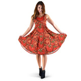 Red Tomato Pattern Sleeveless Midi Dress