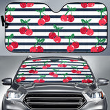 Hand Drawn Cherry Pattern Striped Background Car Sun Shade