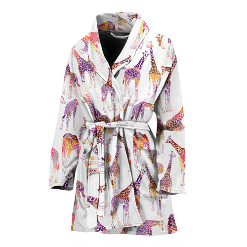 Giraffe Pattern Print Design 02 Women's Bathrobe