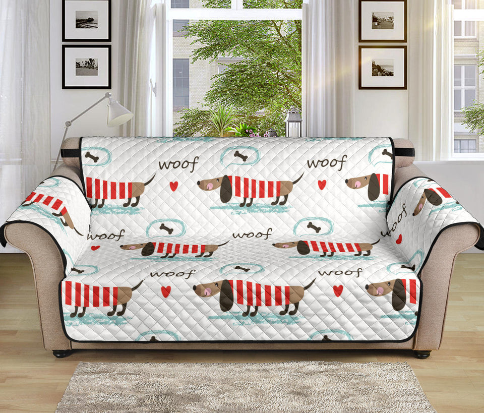 Cute dachshund bone pattern Sofa Cover Protector