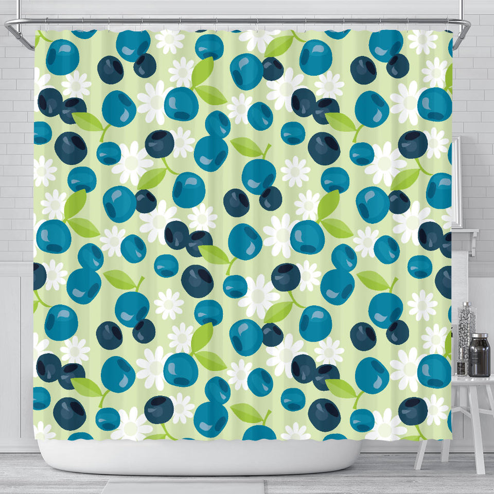 Blueberry Flower Pattern Shower Curtain Fulfilled In US