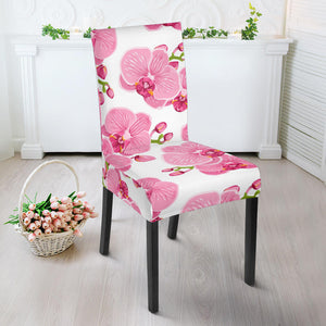 Pink Purple Orchid Pattern Background Dining Chair Slipcover