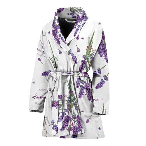 Lavender Flower Design Pattern Women'S Bathrobe