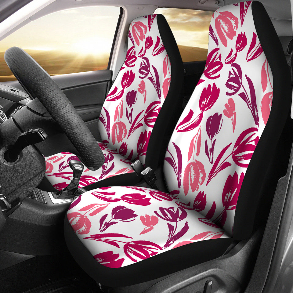 Pink Sketch Tulip Pattern  Universal Fit Car Seat Covers