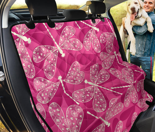 Beautiful Dragonfly Pink Background Dog Car Seat Covers