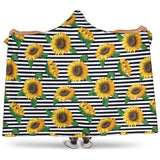 Sunflowers Ribbon Background Hooded Blanket