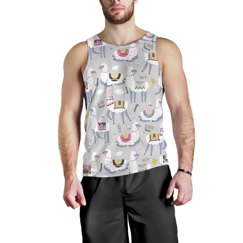 Cute Llama Alpaca pattern Men Tank Top
