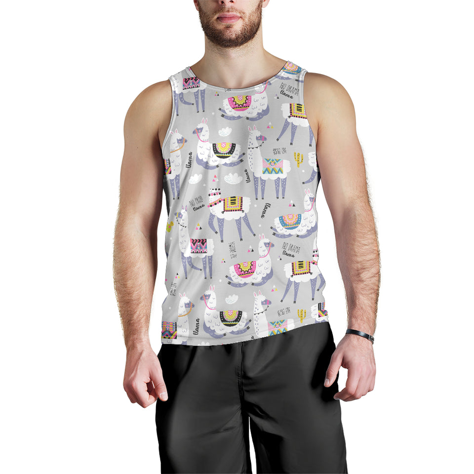 Cute Llama Alpaca pattern Men Tank Top