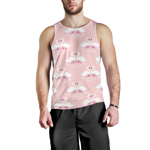 White swan and flower love pattern Men Tank Top