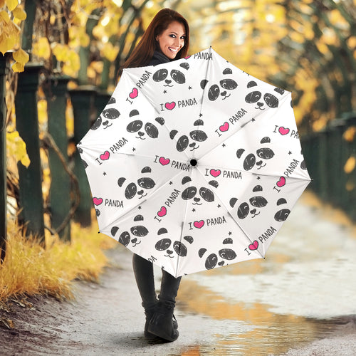 Hand Drawn Faces Of Pandas Pattern Umbrella