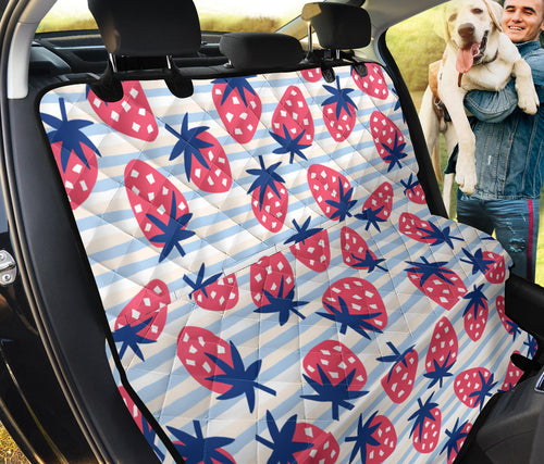 Strawberry Pattern Blue Lines Background Dog Car Seat Covers