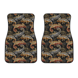 Chameleon Lizard Tropical Leaves Palm Tree  Front Car Mats