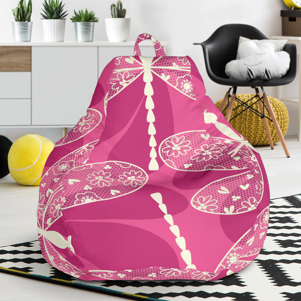 Beautiful Dragonfly Pink Background Bean Bag Cover