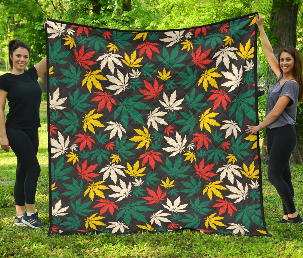 Canabis Marijuana Weed Pattern Print Design 02 Premium Quilt