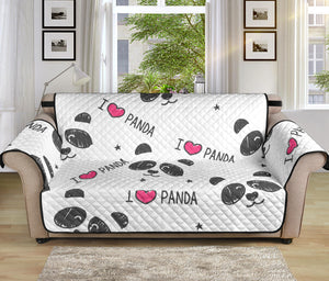 Hand Drawn faces of pandas pattern Sofa Cover Protector