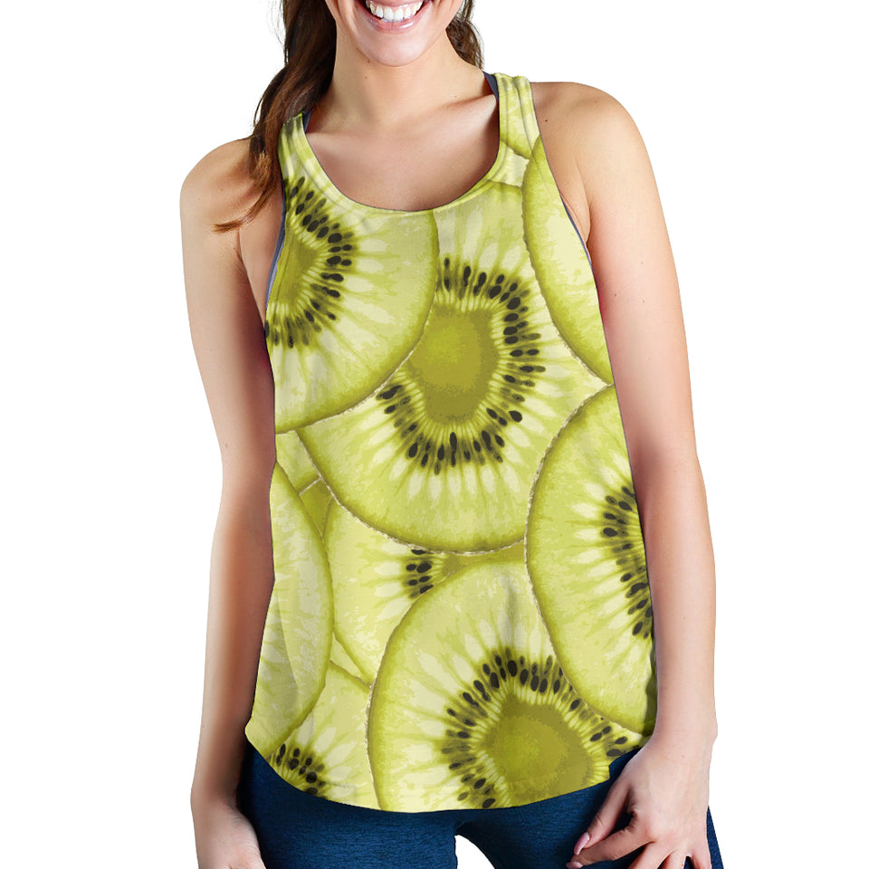 Sliced kiwi pattern Women Racerback Tank Top