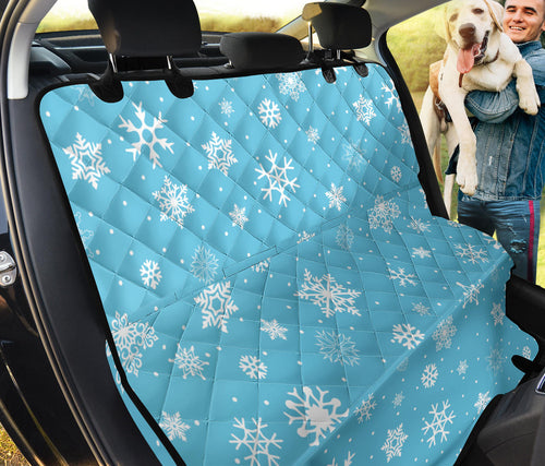 Snowflake Pattern Blue Background Dog Car Seat Covers