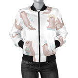 Cute Sea Otters Pattern Women'S Bomber Jacket